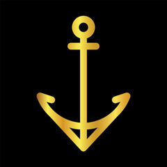 anchor icon, gold anchor vector logo template