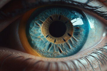 High resolution blue eye close up