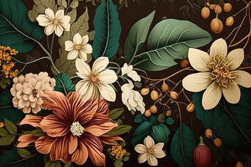 Floral wall art nouveau illustration