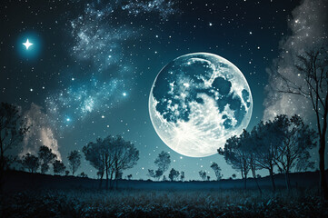 Fototapeta na wymiar Night sky full moon