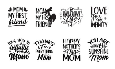 Vector set with lettering quotes about mothers day vintage style