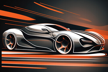 Sports car illustration with modern design and bold lines