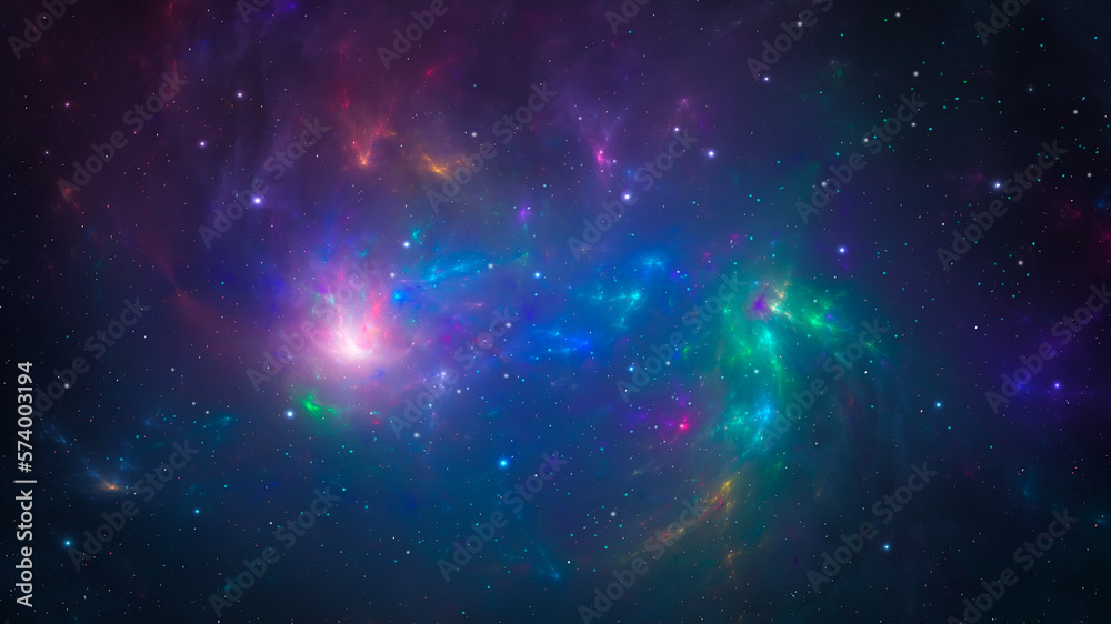 Canvas Prints space background. colorful blue and violet nebula with star field. 3d rendering