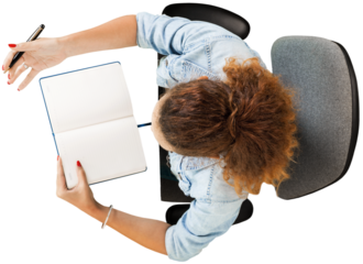 Beautiful business woman working a book