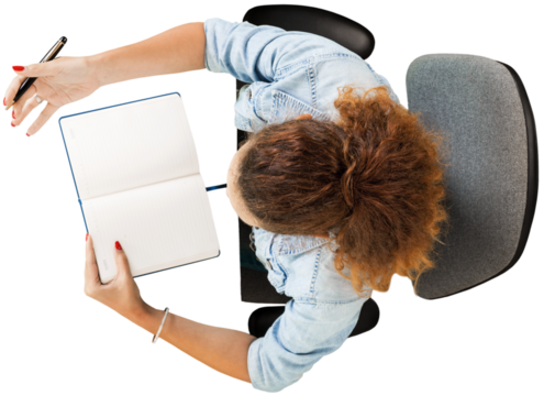 Beautiful business woman working a book