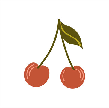 Vector illustration of cherry berries isolated on a white background.
