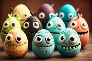 Funny Easter eggs with faces