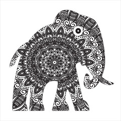 Greeting Beautiful card with Elephant. Frame of animal made in vector. Perfect cards, or for any other kind of design, birthday and other holiday.Seamless hand drawn map with Elephant.