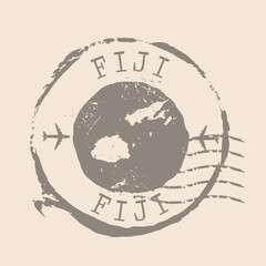 Fototapeta premium Stamp Postal of Fiji. Map Silhouette rubber Seal. Design Retro Travel. Seal Map Fiji grunge for your design. EPS10