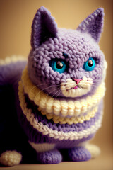 Cute woolitize cat. Idea for knitting. Generative AI