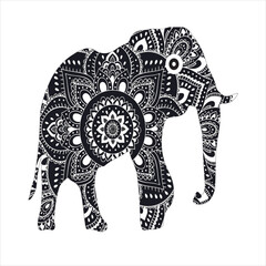 Greeting Beautiful card with Elephant. Frame of animal made in vector. Perfect cards, or for any other kind of design, birthday and other holiday.Seamless hand drawn map with Elephant.