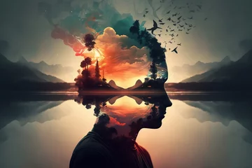 Keuken foto achterwand Cappuccino Meditative state of mind concept. Ai generative