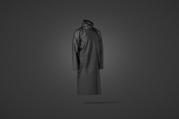 Blank black protective raincoat mockup on dark background © Alexandr Bognat