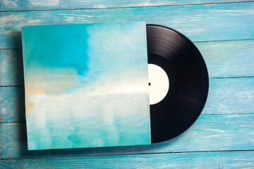 Vinyl records. Music background. Copy space. Banner