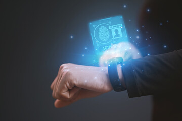 Cyber Protection Data Security Internet Privacy, Internet and technology concept on virtual screen. Man touching on lock icon.