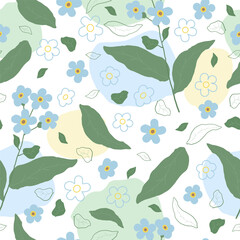 Floral seamless pattern hand-drawn. Flower graphic design.