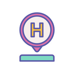 hotel location icon with filled color style