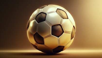 Golden soccer ball on black and gold explosion background. 3D rendering.