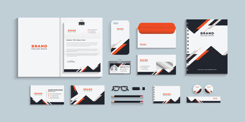 corporate identity template with digital elements. Vector company style for brand book and guideline. Minimal stationery design