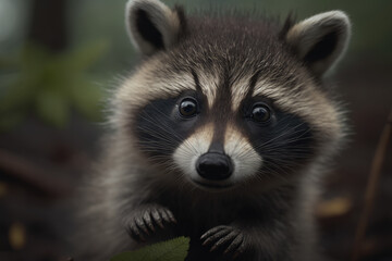 Cute raccoon Portrait - obrazy, fototapety, plakaty