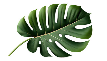 monstera deliciosa leaf on transparent background, green leaf