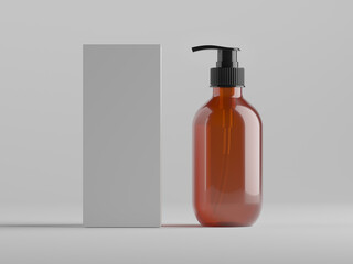 3D rendering of dispenser with box with blank labels. Packaging mockup.