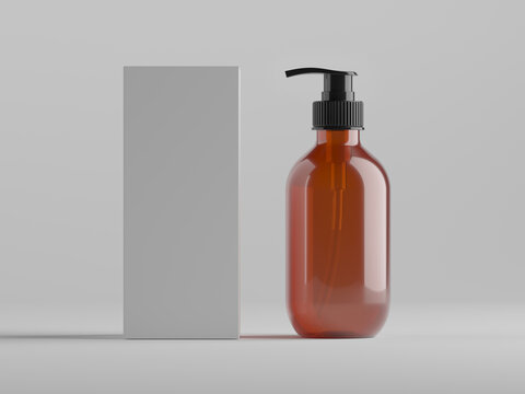 3D rendering of dispenser with box with blank labels. Packaging mockup.