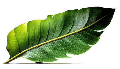 green traveler palm tree leaf isolated on white