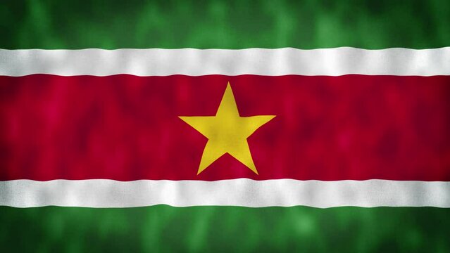 Suriname Waving Flag, Suriname Flag, Flag of Suriname Waving Animation, Suriname Flag 4K Footage.