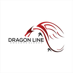 dragon logo design line art gradient color