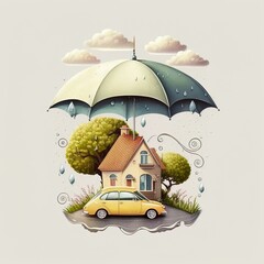 Umbrella Insurance Illustration - Generative AI