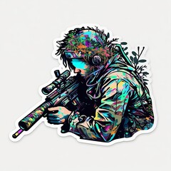 Psychedelic Army lieutenant sticker