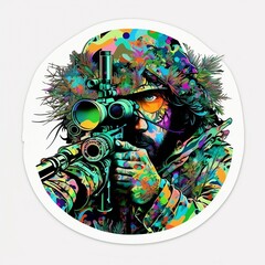 Psychedelic sniper sticker
