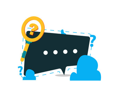 concept dialoge question with search engine and blue cloud
