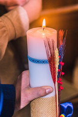 candle in the hands