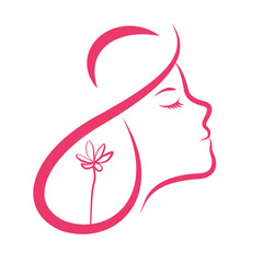 women icon with flower , vector symbol