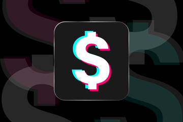 Dollar symbol in popular social network style. Make money with social media. Financial concept. Vector illustration
