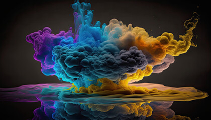 An Artistic Image of Color Pigment Cloud in Water created using generative ai