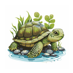 Little Turtle on isolated background