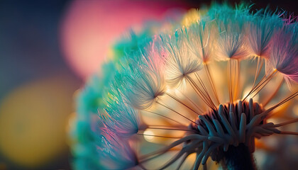 Vibrant Dandelion Flower in Colorful Pastel Hues created using generative ai