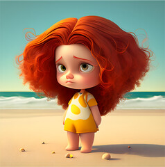 child on the beach illustration