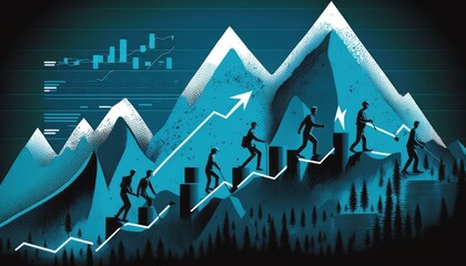 business growth illustration with arrow chart and graph 