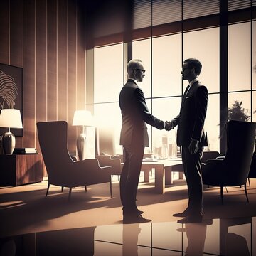 business man hand-shaking at office
