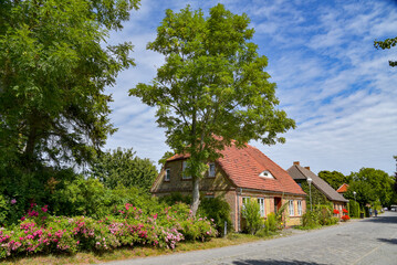 Ortsbild mit historischen Häusern in Putgarten / Insel Rügen
