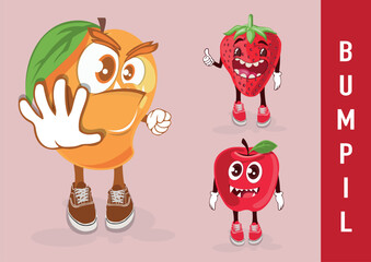 Cute Fruit character illustration design - BUMPIL