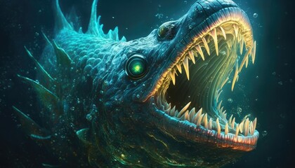 Mythical Sea Beast Emerges from the Abyss, AI Generative