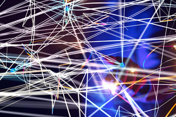 Global network. Blockchain. 3D illustration. Neural networks and artificial intelligence. Abstract