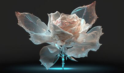  a white rose with a black background is shown in this image.  generative ai