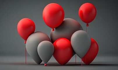  a group of balloons floating on top of a gray surface.  generative ai