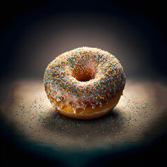 White Glazed Donut. Ai Generated Illustration. Photorealistic Food Background. Sweets.